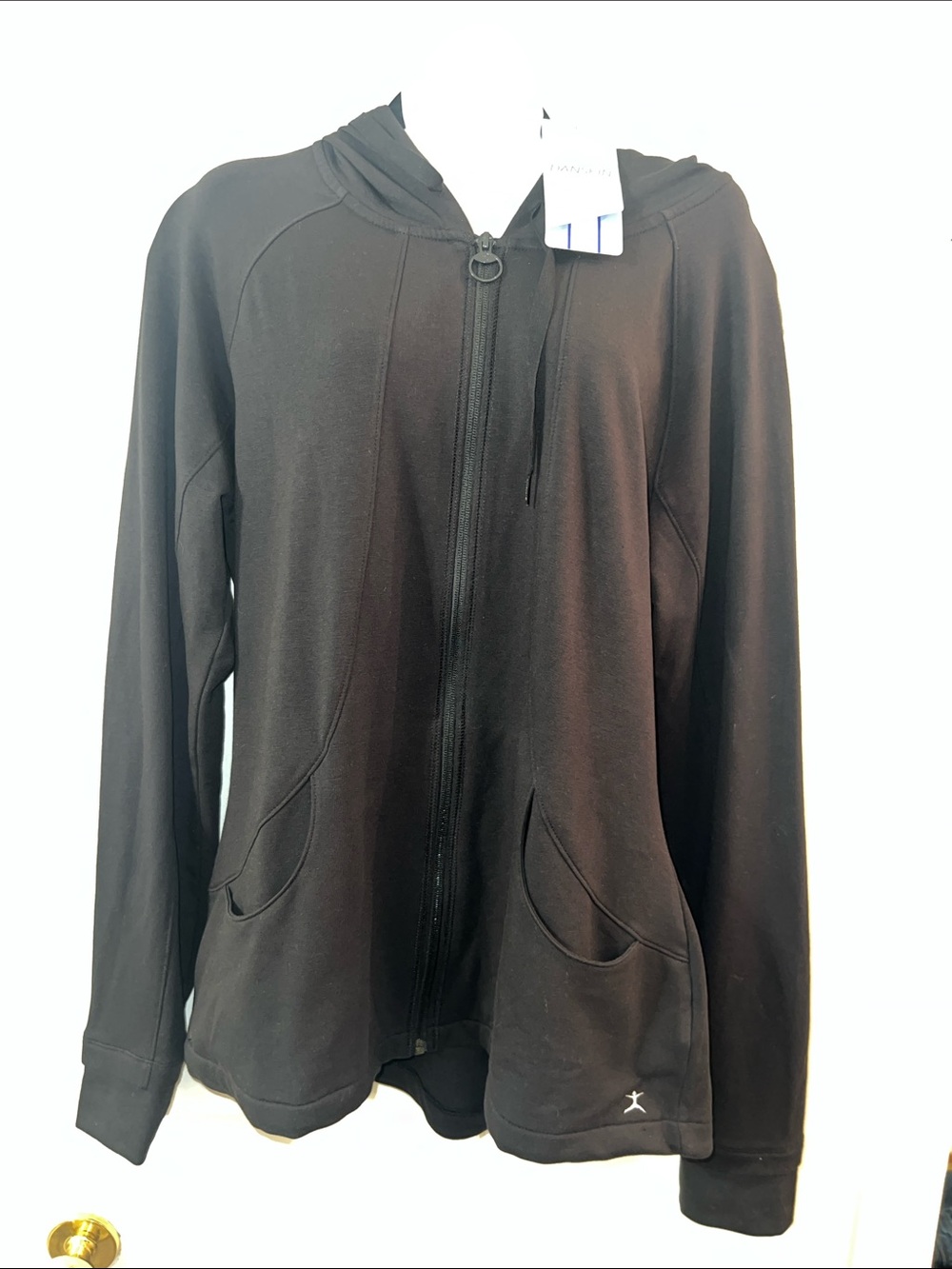 Women's Black Hooded Zip Up - Athletic Casual